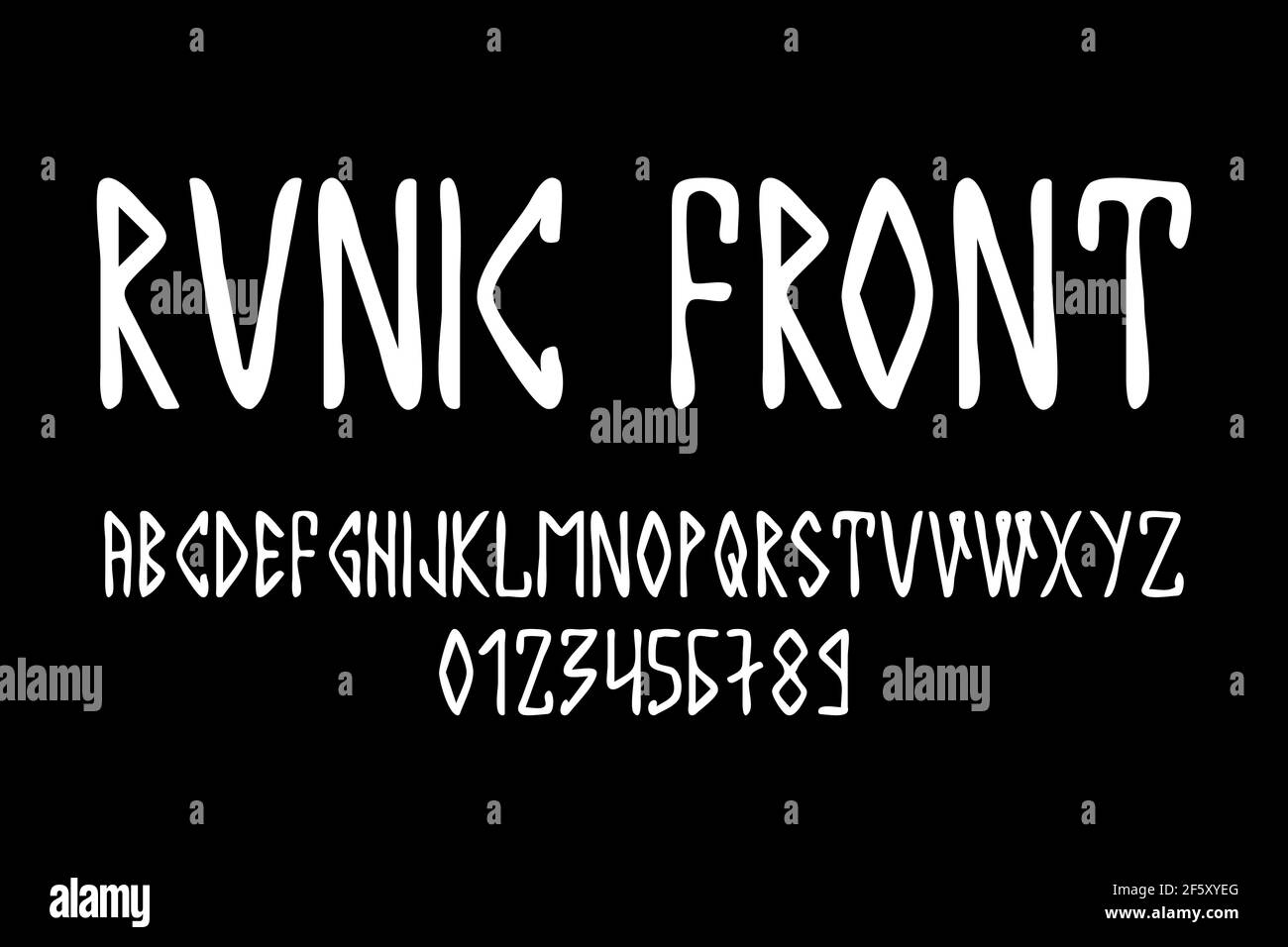 Skandinavische Schrift, in Großbuchstaben im Stil nordischer Runen. Modernes Design. Ein magischer Runen-Font im ethnischen Stil der nördlichen Völker Stock Vektor