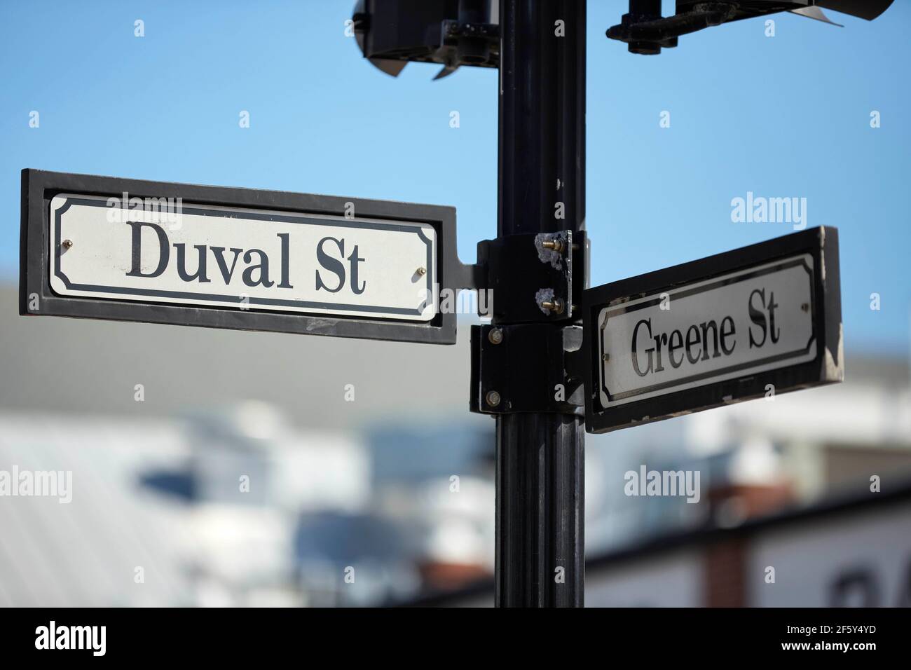 Duval St und Green St in Key West Florida USA Stockfoto