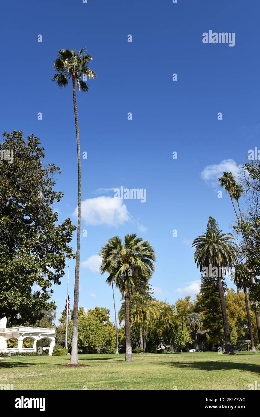 PASADENA, KALIFORNIEN - 26. MÄRZ 2021: Grounds at the Tournament of Roses Headquarters on Orange Grove Avenue. Stockfoto