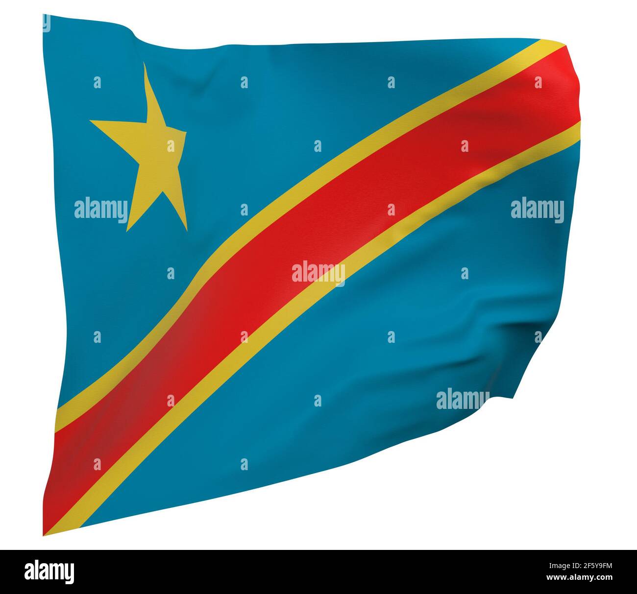 Demokratische Republik Kongo Flagge isoliert. Winkendes Banner. Nationalflagge der Demokratischen Republik Kongo Stockfoto