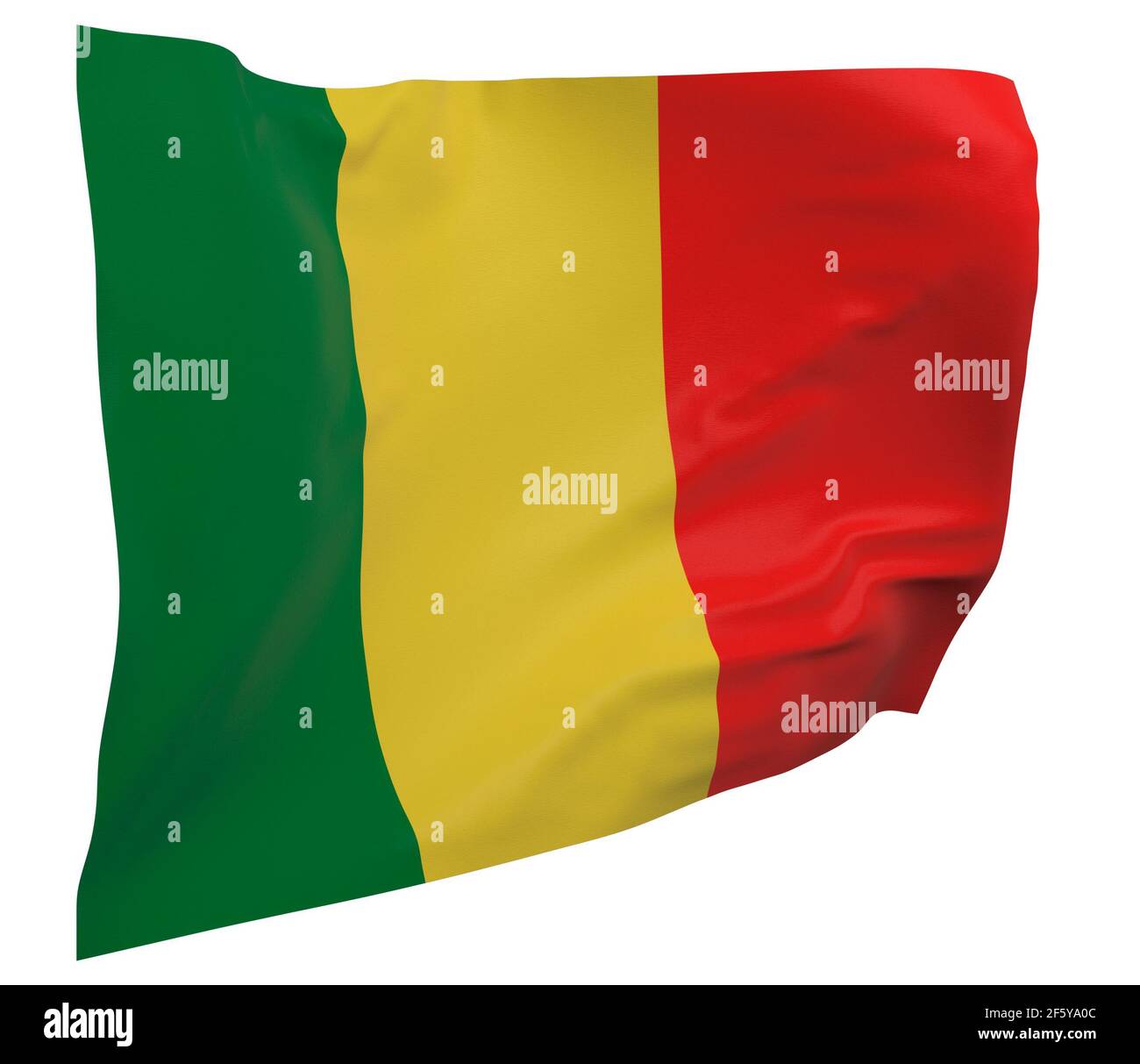 Mali Flagge isoliert. Winkendes Banner. Nationalflagge von Mali Stockfoto