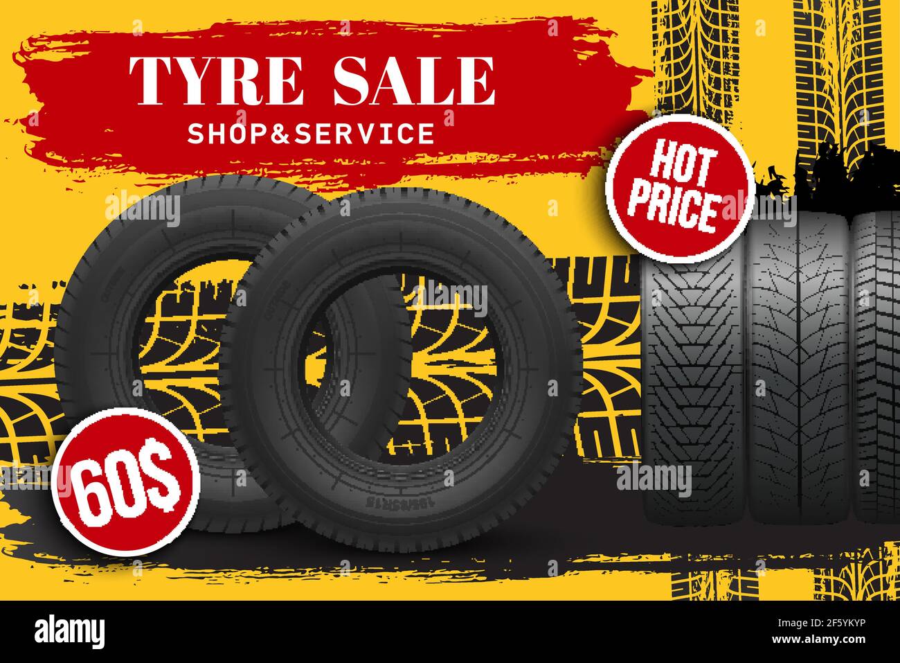 Reifen Verkauf Vektor Store Promo Poster mit 3D Reifen und grunge schwarze  Spur Lauffläche Marken. Gummiprotektoren Shop Rabatt Promotion mit  realistischen Reifen Stock-Vektorgrafik - Alamy