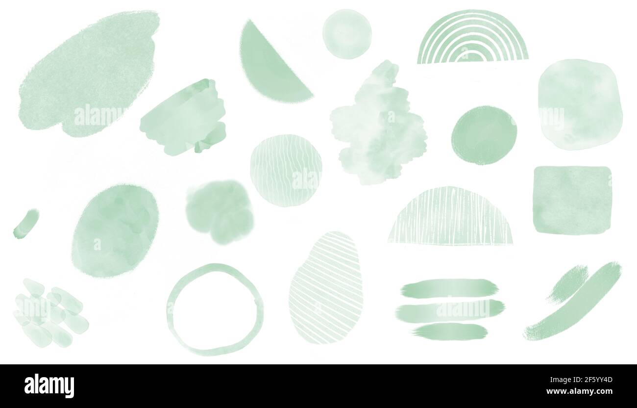 Set von abstrakten Pinselstrichen, handgezeichneten Design-Elementen, organischen Formen Stockfoto