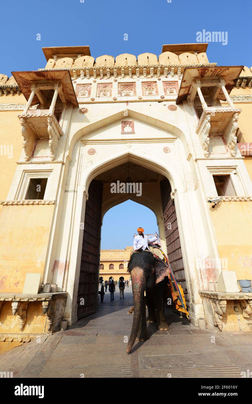 Das schöne Amber Fort in der Nähe von Jaipur, Indien. Stockfoto