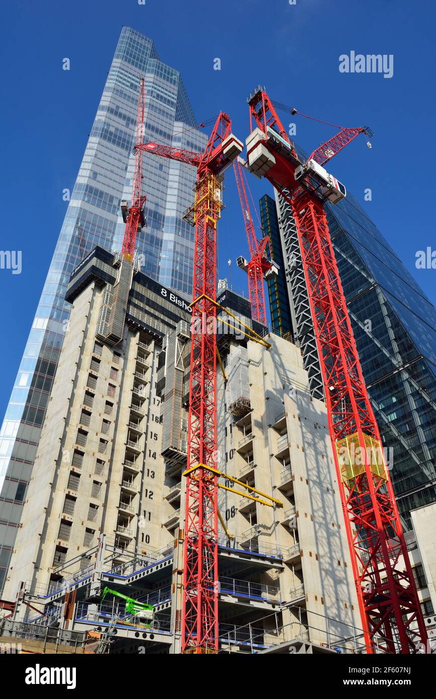 Changing City of London Skyline, Tower Cranes, City of London, Großbritannien Stockfoto