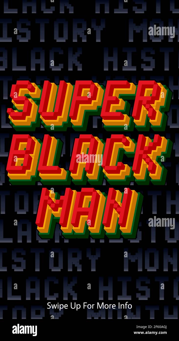 Super Black Man. Black History Month Banner für Social Media. Afroamerikanische Geschichte Bildschirmhintergrund für Beiträge, Banner, Karten. Vektorgrafik Stock Vektor