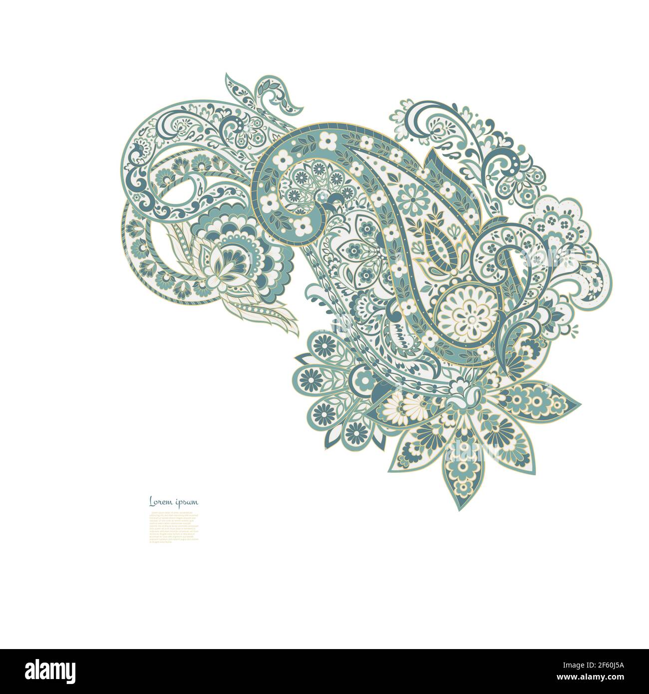 Paisley Vektor isoliertes Muster. Vintage florale Illustration im Batik Stil Stock Vektor