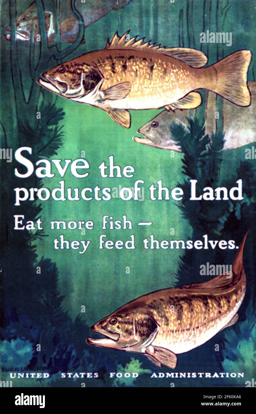 ESSEN SIE MEHR FISCH US Food Administration Poster 1917 Stockfoto