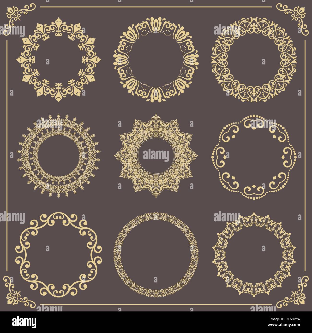 Vintage Big Set von runden Vektor-Muster Stock Vektor