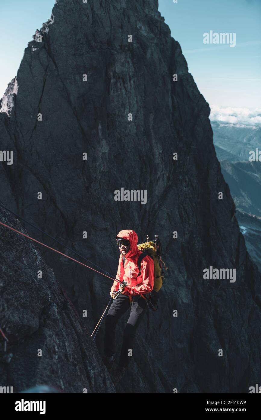 Kletterer auf Tantalus Traverse Stockfoto