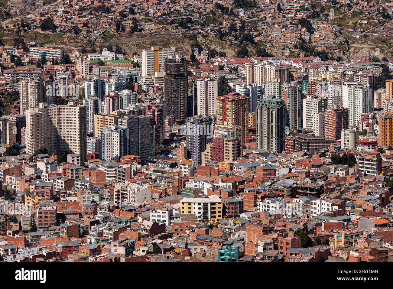 Downtown-Bereich der Stadt La Paz in Bolivien, Südamerika. Stockfoto