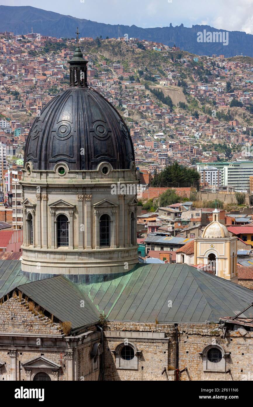 Stadt La Paz (3687m) in Bolivien, Südamerika. Stockfoto