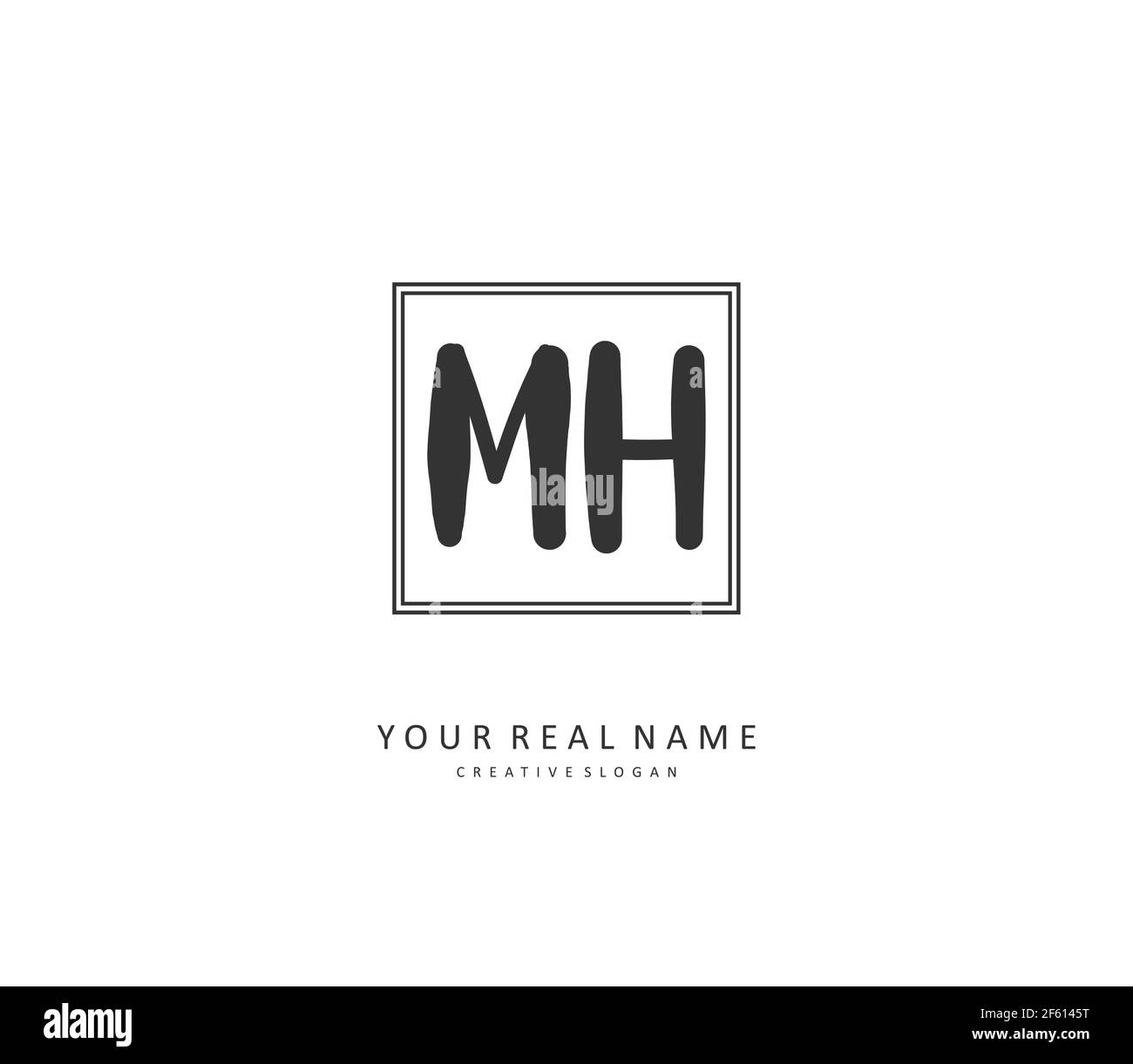 M H MH Anfangsbuchstabenhandschrift und Signaturlogo. Ein Konzept handschriftlich Initiallogo mit Template-Element. Stock Vektor