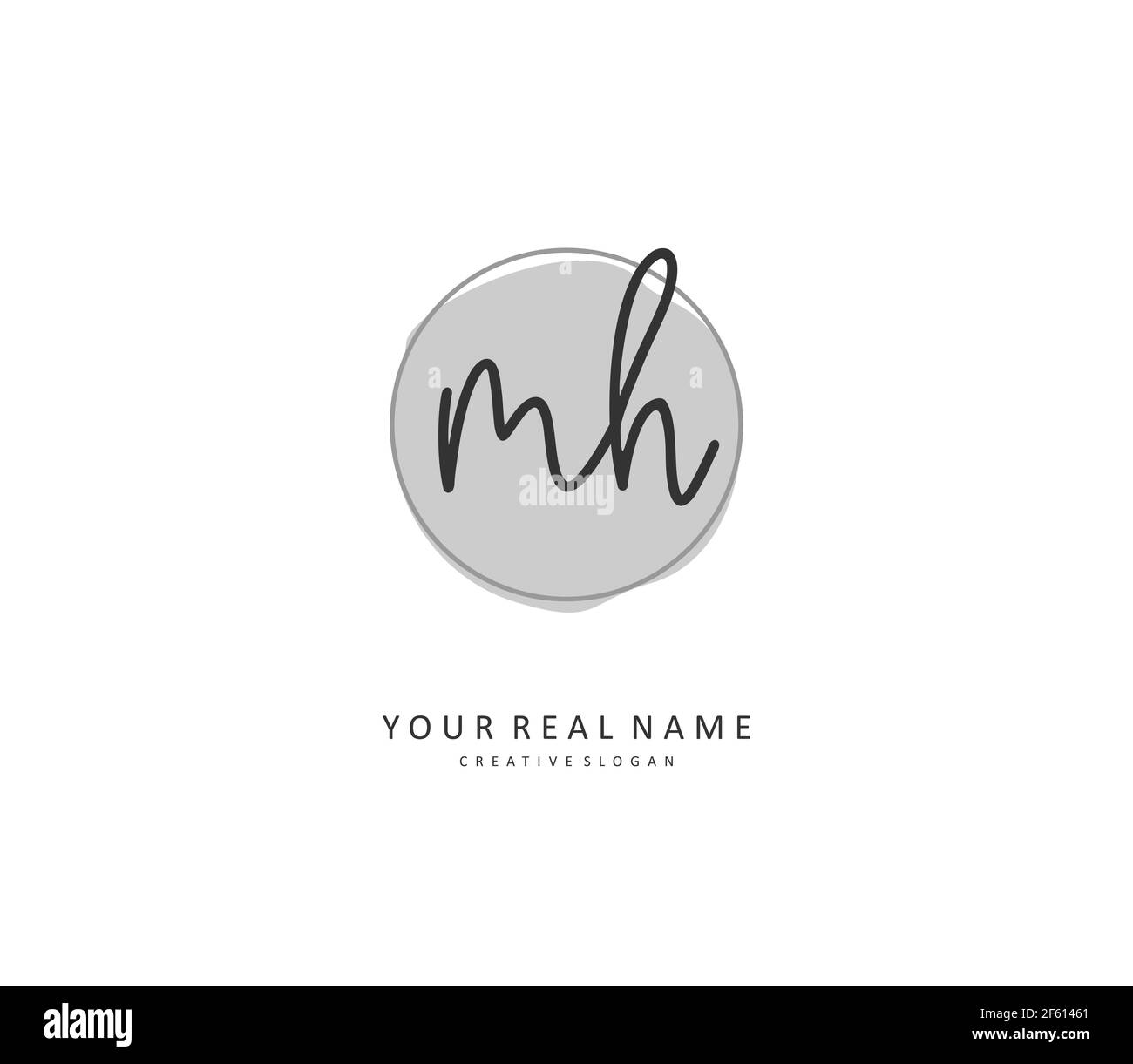 M H MH Anfangsbuchstabenhandschrift und Signaturlogo. Ein Konzept handschriftlich Initiallogo mit Template-Element. Stock Vektor