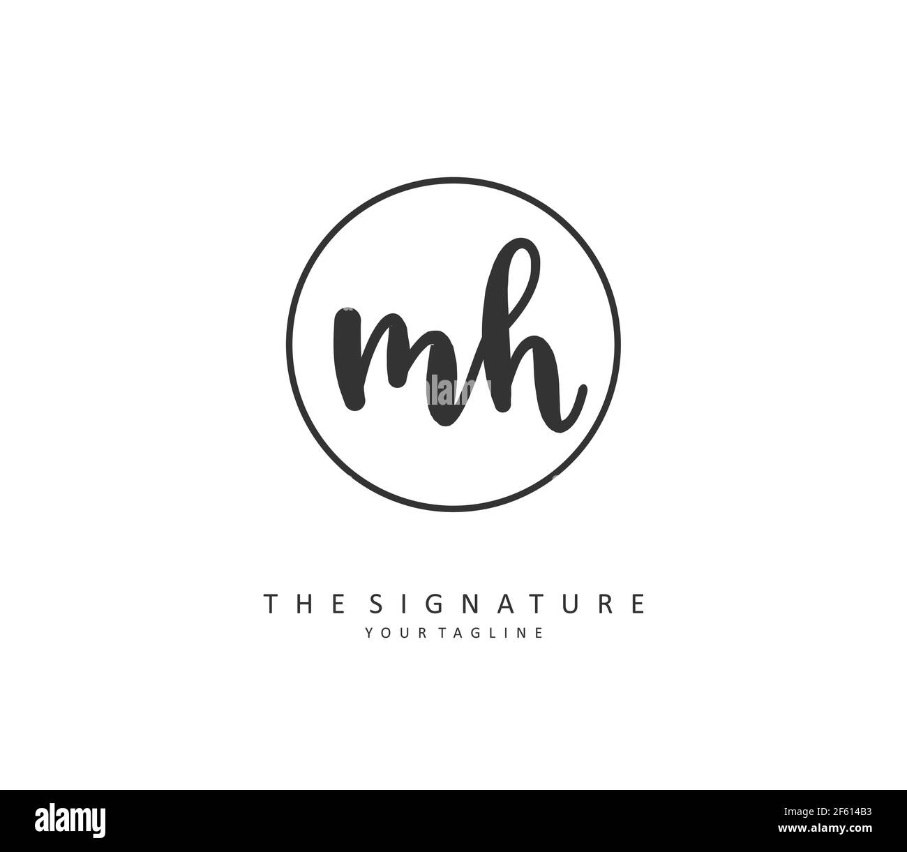 M H MH Anfangsbuchstabenhandschrift und Signaturlogo. Ein Konzept handschriftlich Initiallogo mit Template-Element. Stock Vektor
