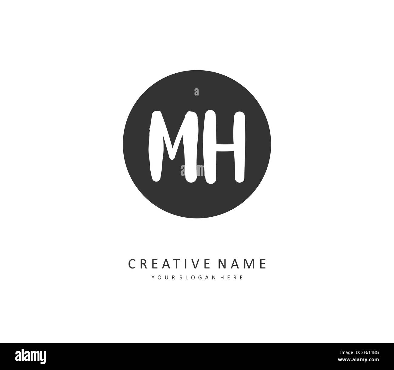 M H MH Anfangsbuchstabenhandschrift und Signaturlogo. Ein Konzept handschriftlich Initiallogo mit Template-Element. Stock Vektor