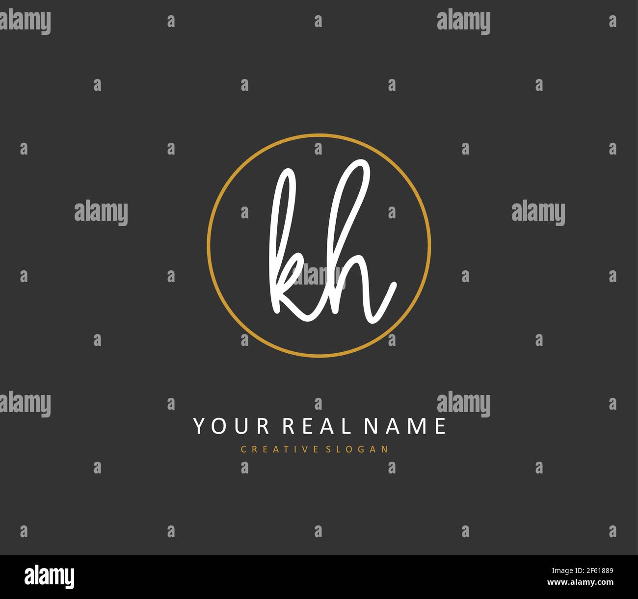 K H KH Anfangsbuchstabenhandschrift und Unterschriftenlogo. Ein Konzept handschriftlich Initiallogo mit Template-Element. Stock Vektor