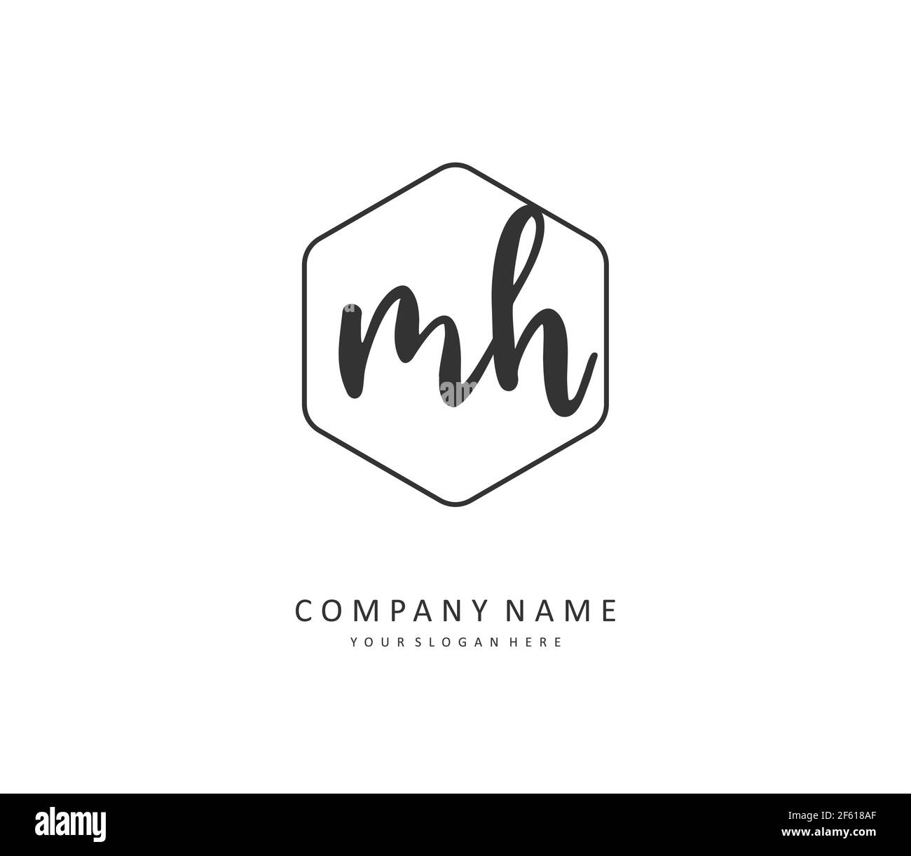 M H MH Anfangsbuchstabenhandschrift und Signaturlogo. Ein Konzept handschriftlich Initiallogo mit Template-Element. Stock Vektor