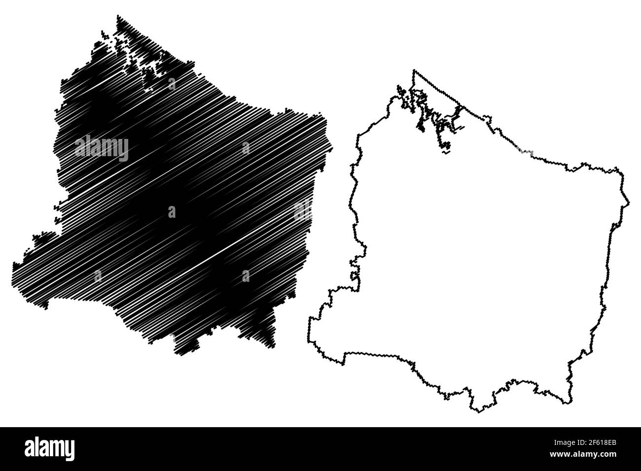 Rutherford County, State of Tennessee (U.S. County, United States of America, USA, U.S., US) Kartenvektordarstellung, Scribble Skizze Rutherford Karte Stock Vektor