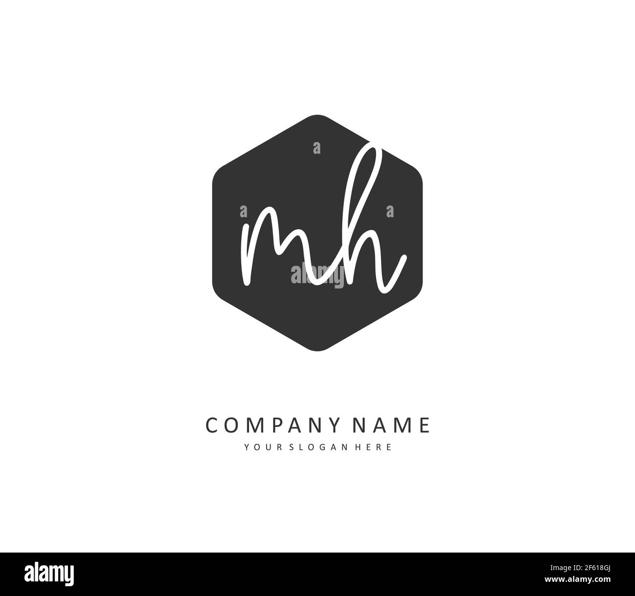 M H MH Anfangsbuchstabenhandschrift und Signaturlogo. Ein Konzept handschriftlich Initiallogo mit Template-Element. Stock Vektor
