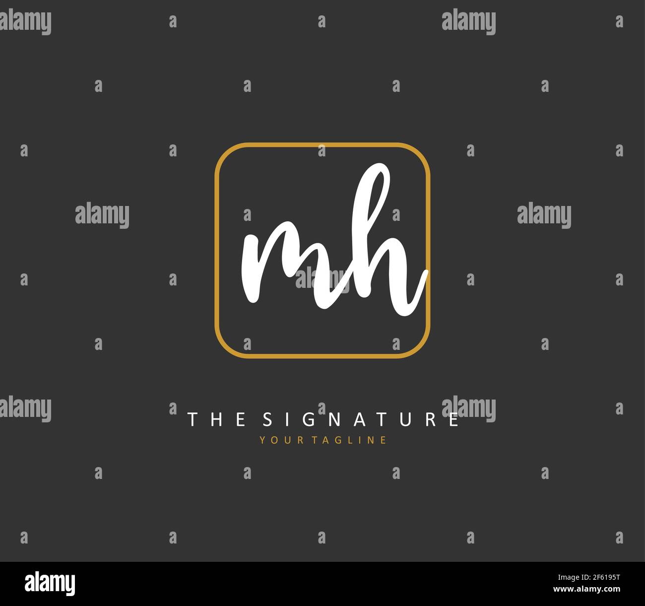 M H MH Anfangsbuchstabenhandschrift und Signaturlogo. Ein Konzept handschriftlich Initiallogo mit Template-Element. Stock Vektor