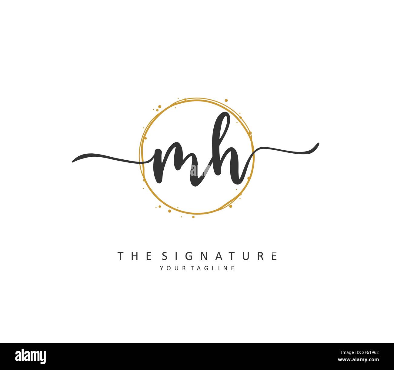 M H MH Anfangsbuchstabenhandschrift und Signaturlogo. Ein Konzept handschriftlich Initiallogo mit Template-Element. Stock Vektor