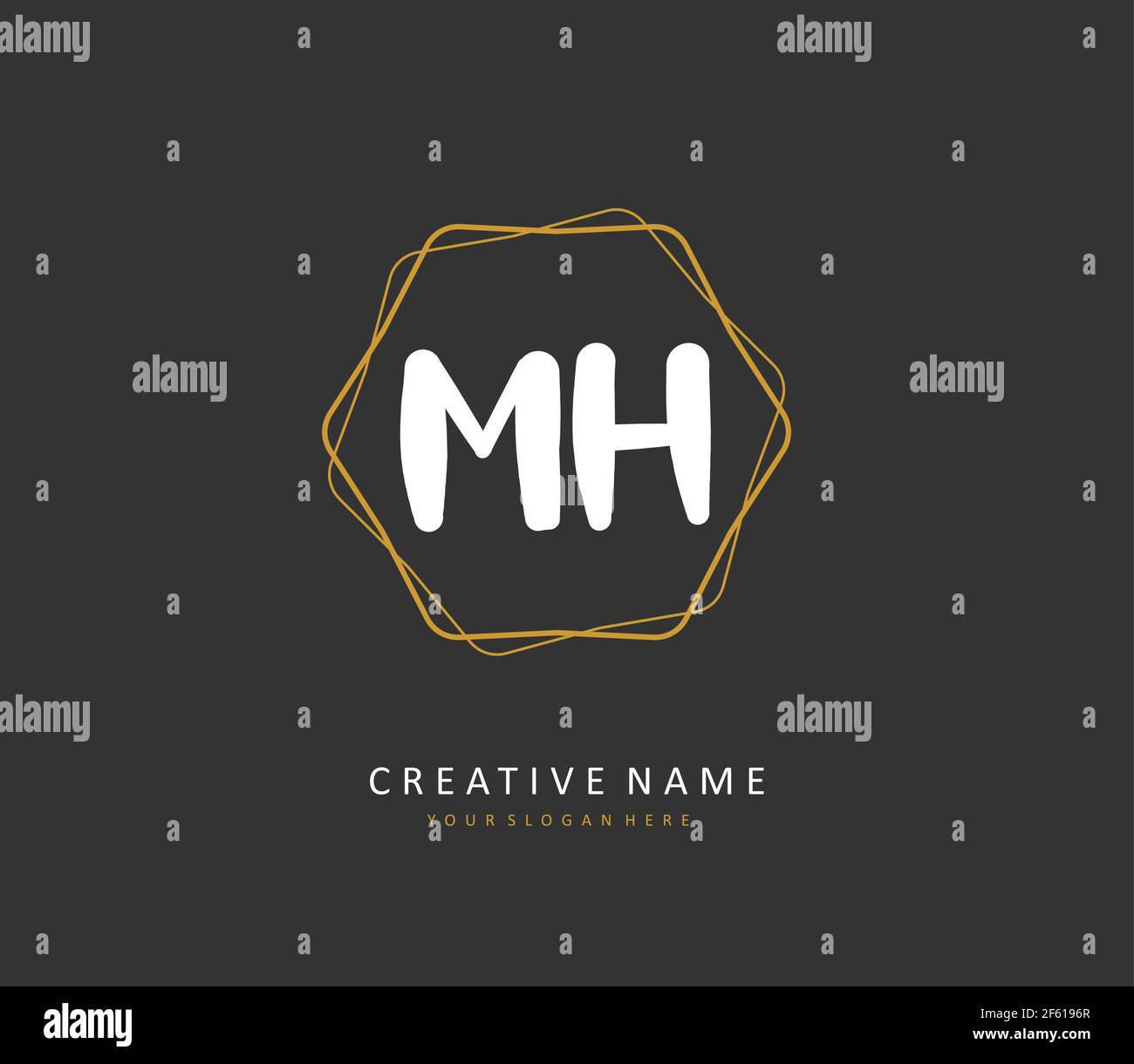M H MH Anfangsbuchstabenhandschrift und Signaturlogo. Ein Konzept handschriftlich Initiallogo mit Template-Element. Stock Vektor