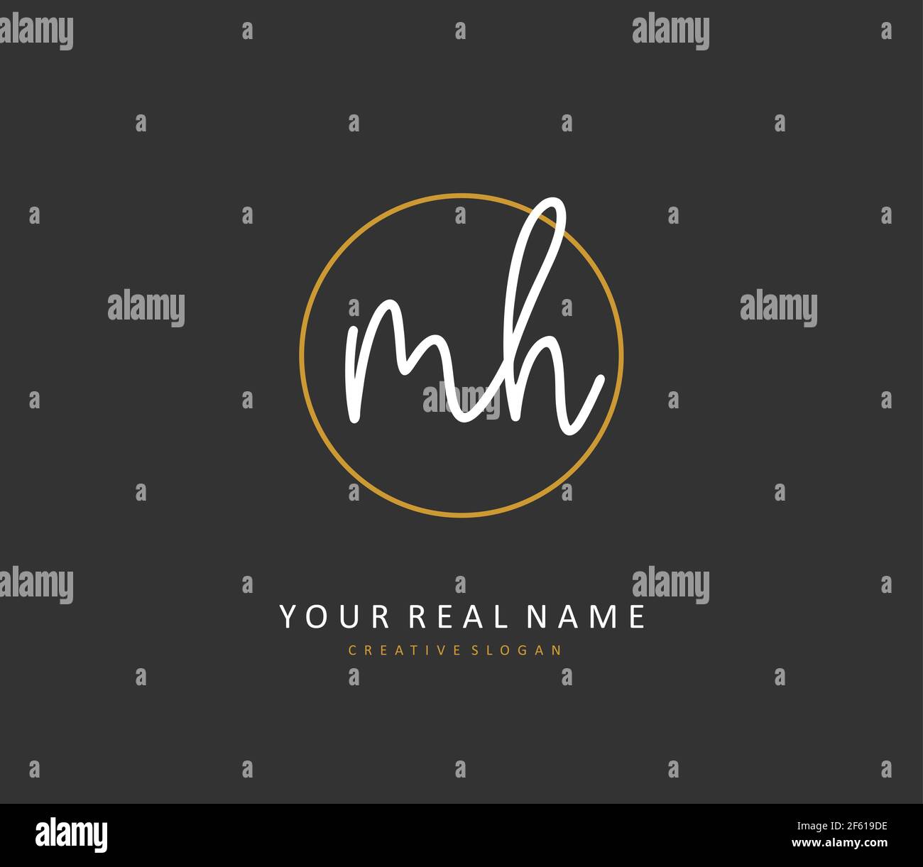 M H MH Anfangsbuchstabenhandschrift und Signaturlogo. Ein Konzept handschriftlich Initiallogo mit Template-Element. Stock Vektor