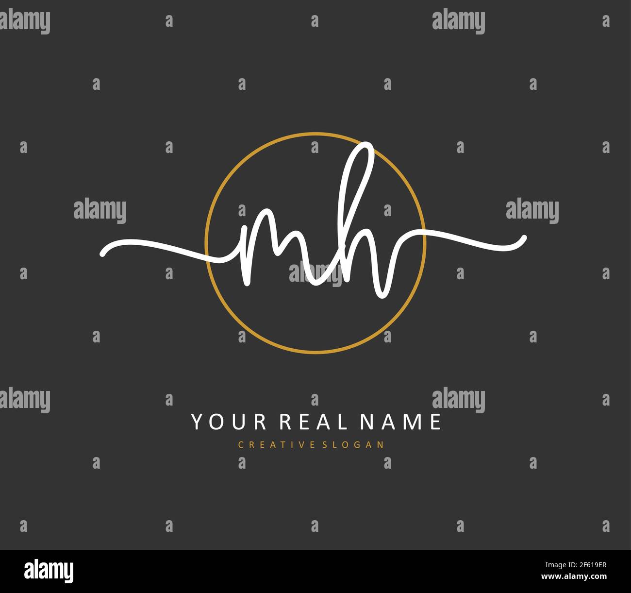M H MH Anfangsbuchstabenhandschrift und Signaturlogo. Ein Konzept handschriftlich Initiallogo mit Template-Element. Stock Vektor