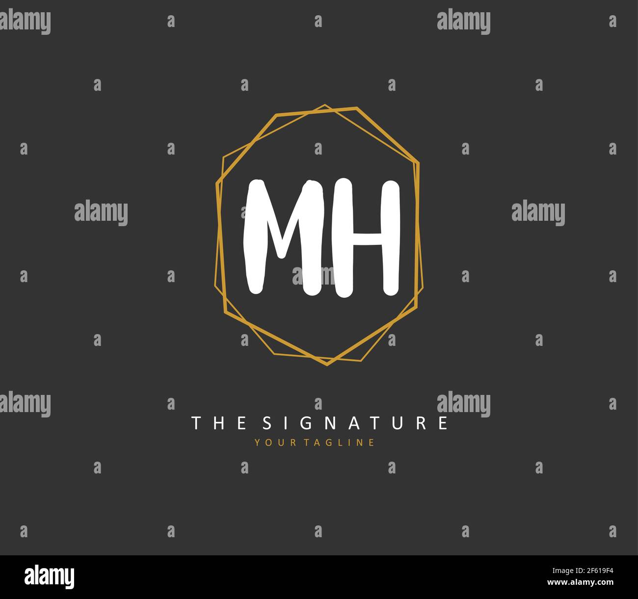 M H MH Anfangsbuchstabenhandschrift und Signaturlogo. Ein Konzept handschriftlich Initiallogo mit Template-Element. Stock Vektor