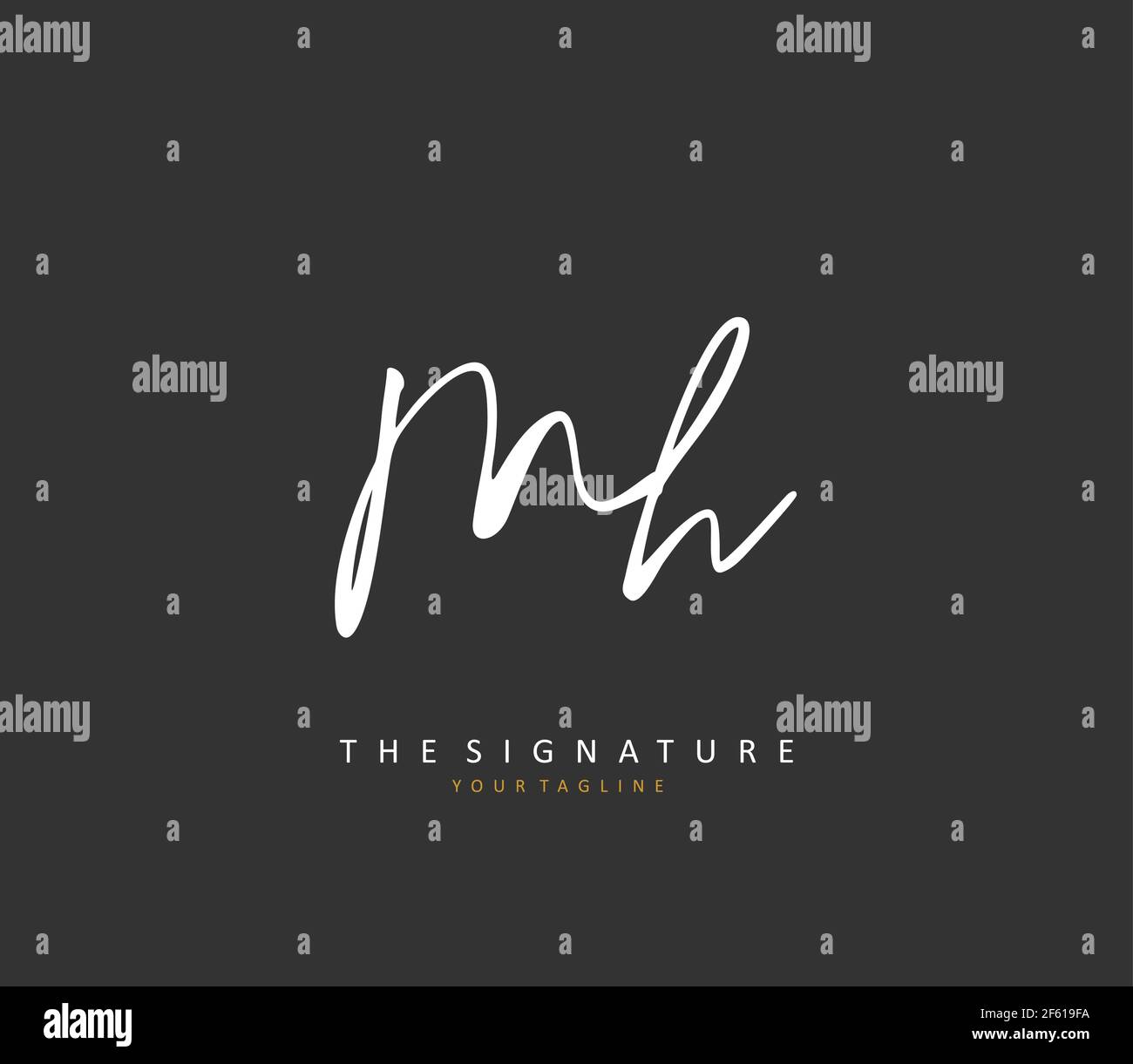 M H MH Anfangsbuchstabenhandschrift und Signaturlogo. Ein Konzept handschriftlich Initiallogo mit Template-Element. Stock Vektor