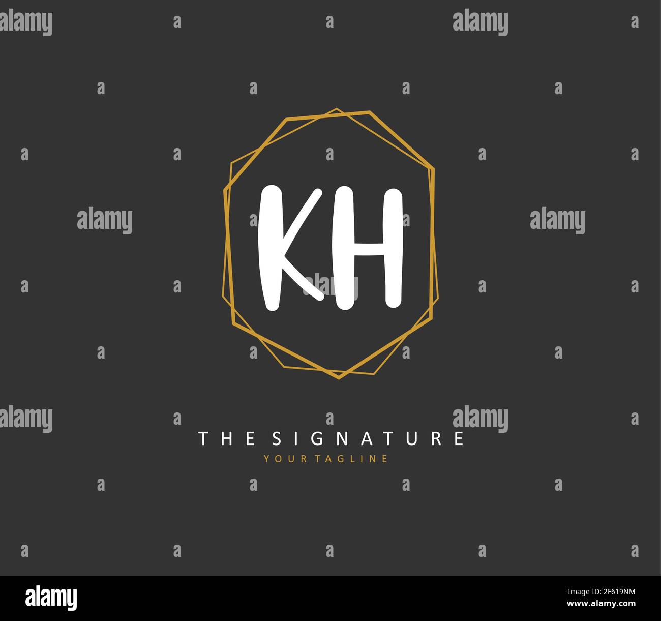 K H KH Anfangsbuchstabenhandschrift und Unterschriftenlogo. Ein Konzept handschriftlich Initiallogo mit Template-Element. Stock Vektor