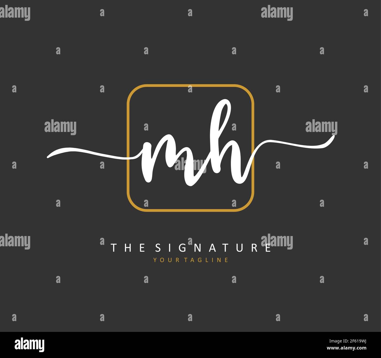 M H MH Anfangsbuchstabenhandschrift und Signaturlogo. Ein Konzept handschriftlich Initiallogo mit Template-Element. Stock Vektor