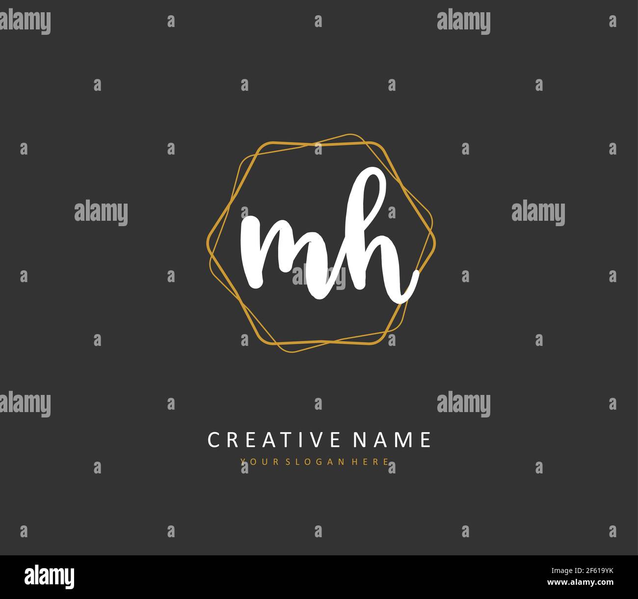 M H MH Anfangsbuchstabenhandschrift und Signaturlogo. Ein Konzept handschriftlich Initiallogo mit Template-Element. Stock Vektor
