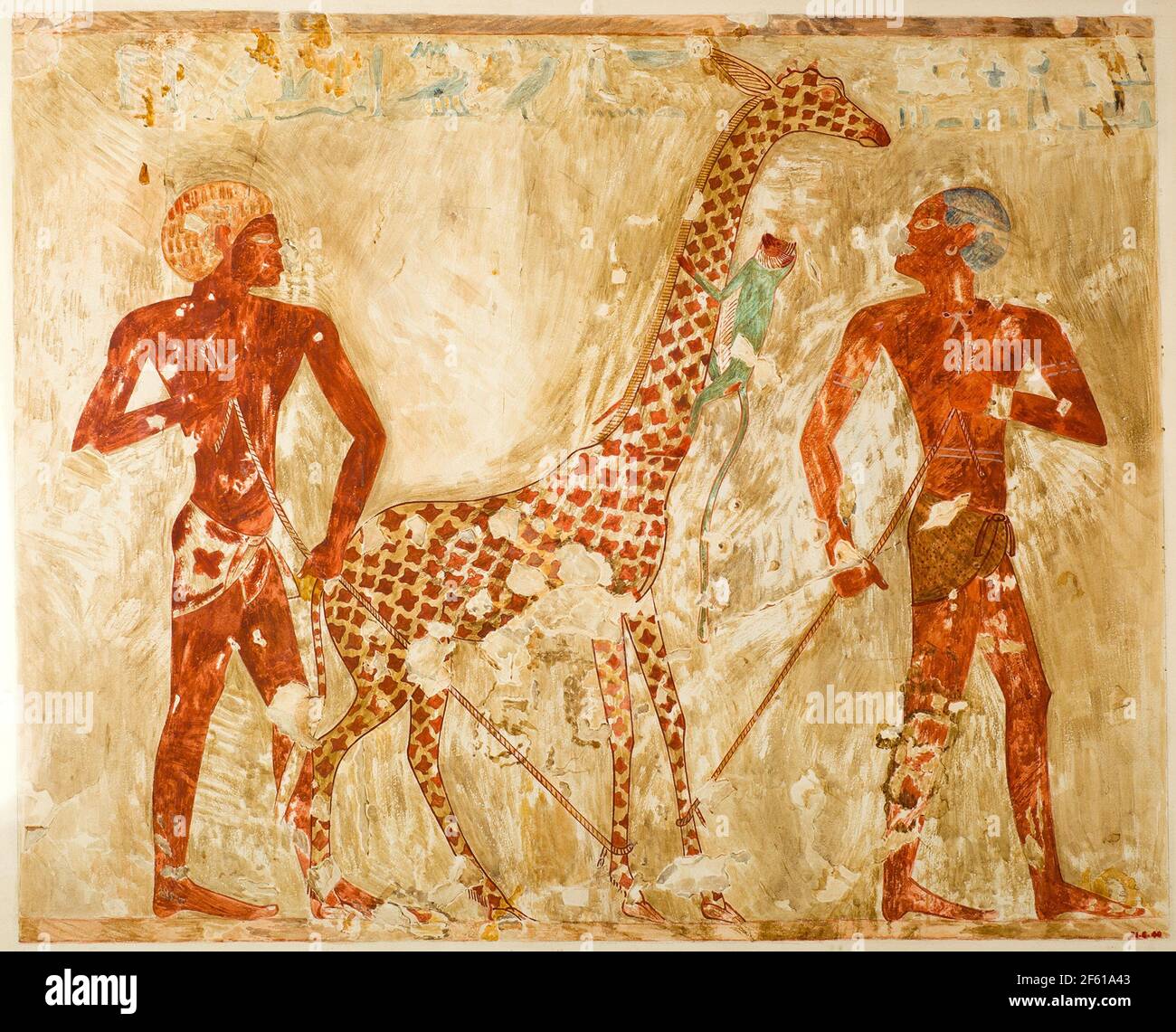 Nubier mit einer Giraffe und einem Affen Stockfoto