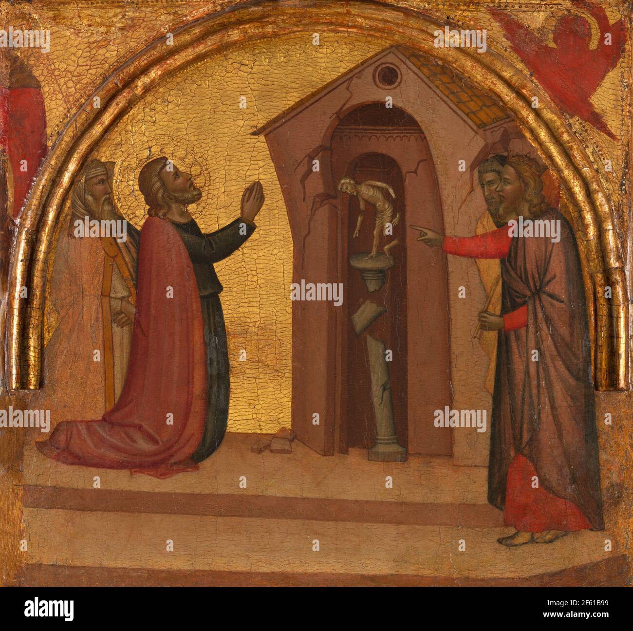 Der heilige Johannes der Evangelist mit einstürzenden Pagan-Tempel Stockfoto