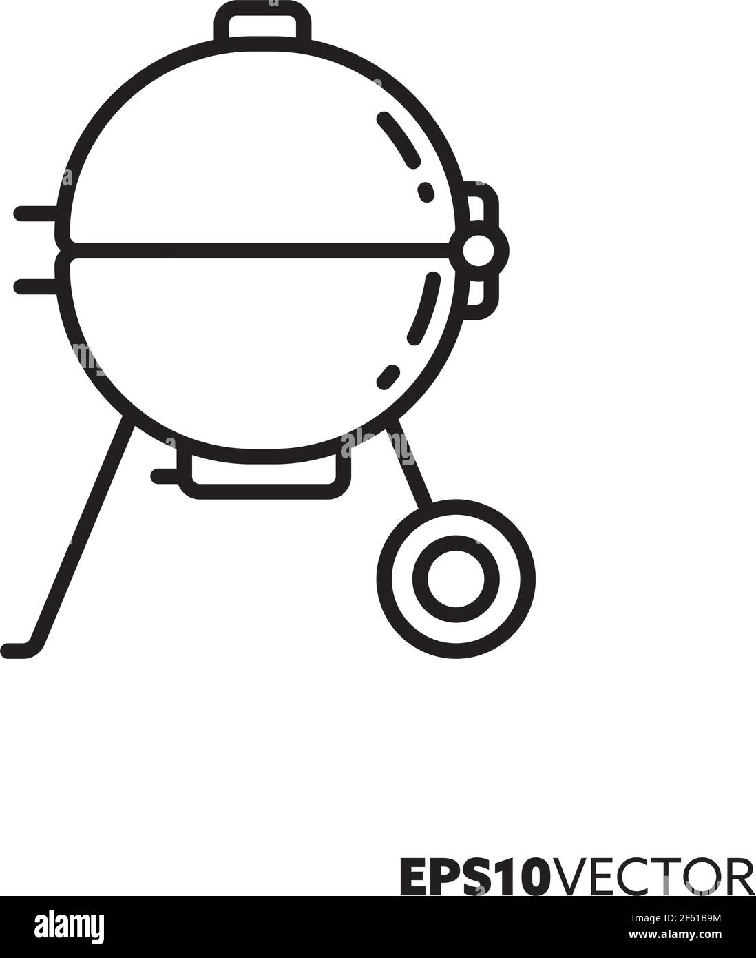 Symbol für die Grilllinie des Wasserkochers. Umreißen Symbol für Grill- und Grillgeräte. Kugelgrill flache Vektorgrafik. Stock Vektor
