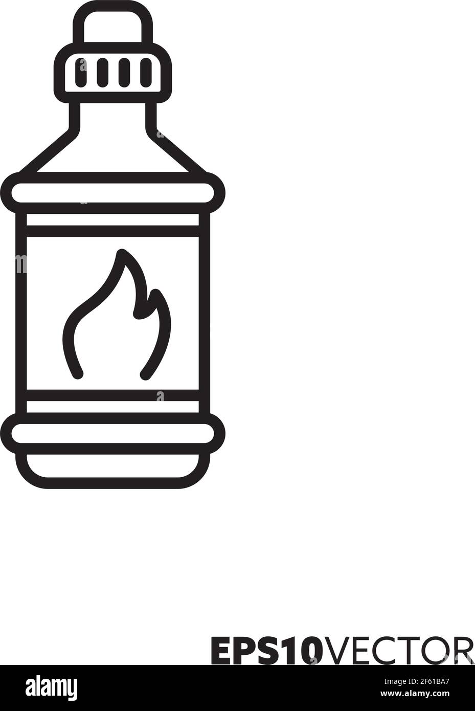 Flasche Methylierte Spirituosen Linie Symbol. Umreißen Symbol für Grill- und Grillgeräte. Grill Beleuchtung Flüssigkeit Vektor Illustration. Stock Vektor