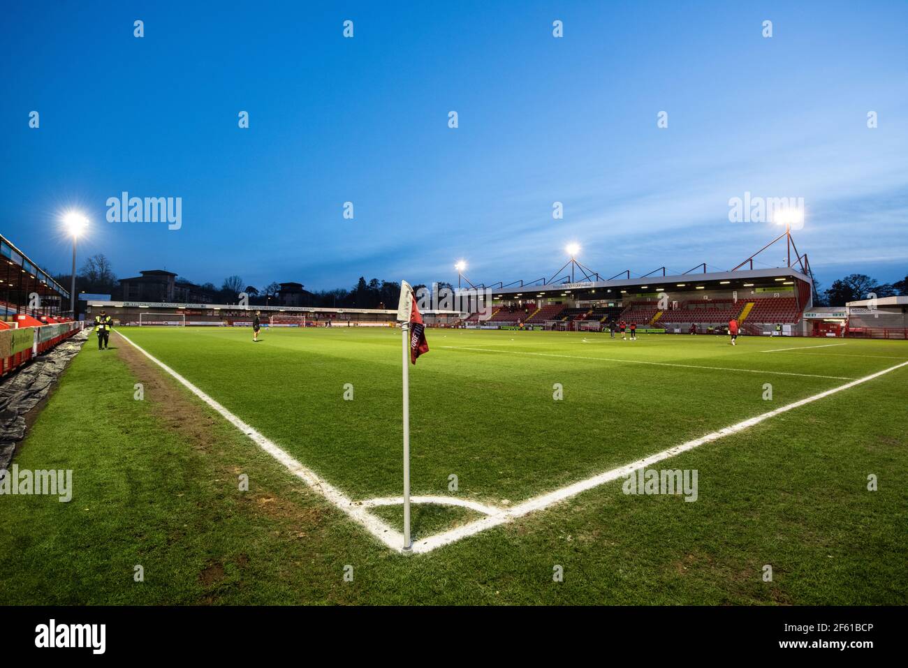 Das Broadfield Stadium (das People's Pension Stadium). Crawley Town FC. Stockfoto