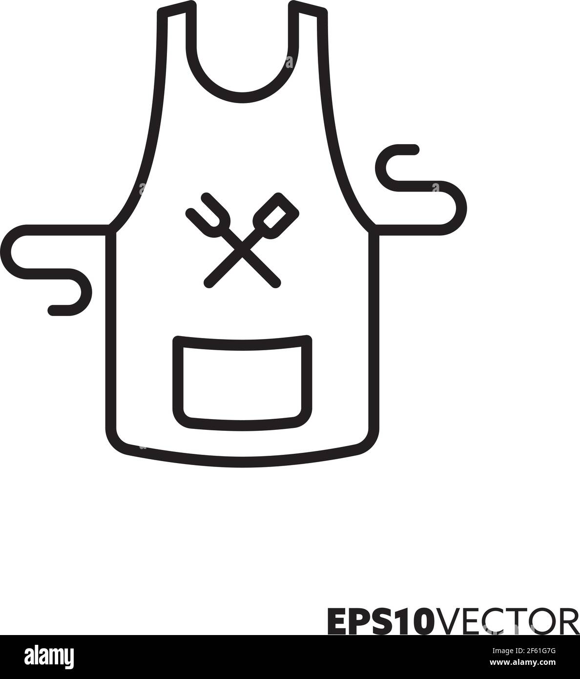 Symbol für die Grillschürze. Umrisssymbol für den Schutzverschleiß Bar-B-Q. Vektor-Illustration für Grillgeräte. Stock Vektor