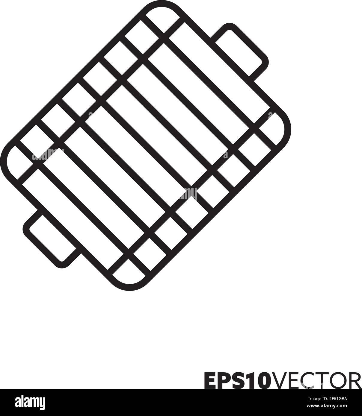 Symbol für rechteckige Grillrost-Linie. Umreißen Symbol für Grill- und Grillgeräte. Vektorgrafik für flache Grillrost. Stock Vektor