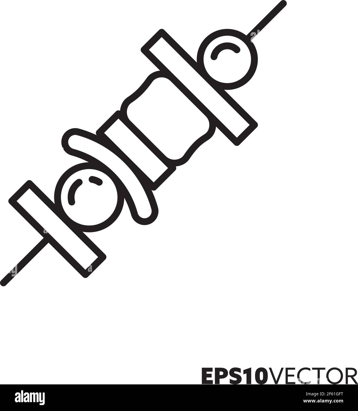 Symbol für die Linie des Schaschlik-Spießes. Umreißen Symbol für Grill und Grillen. Food for BBQ Vektorgrafik. Stock Vektor