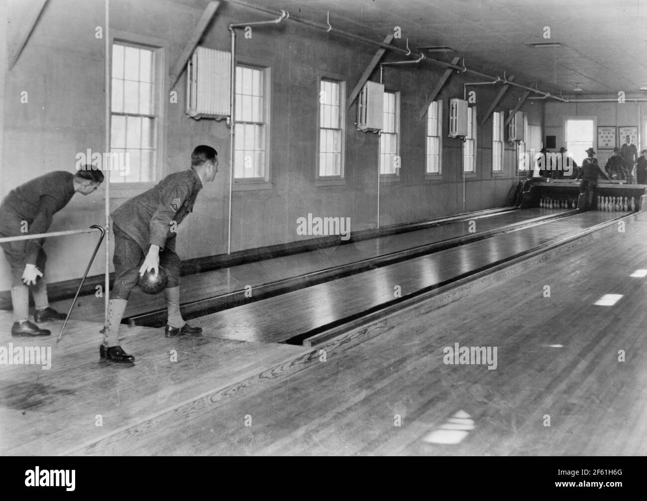 Blinde WWI Veteranen lernen, Bowl Stockfoto