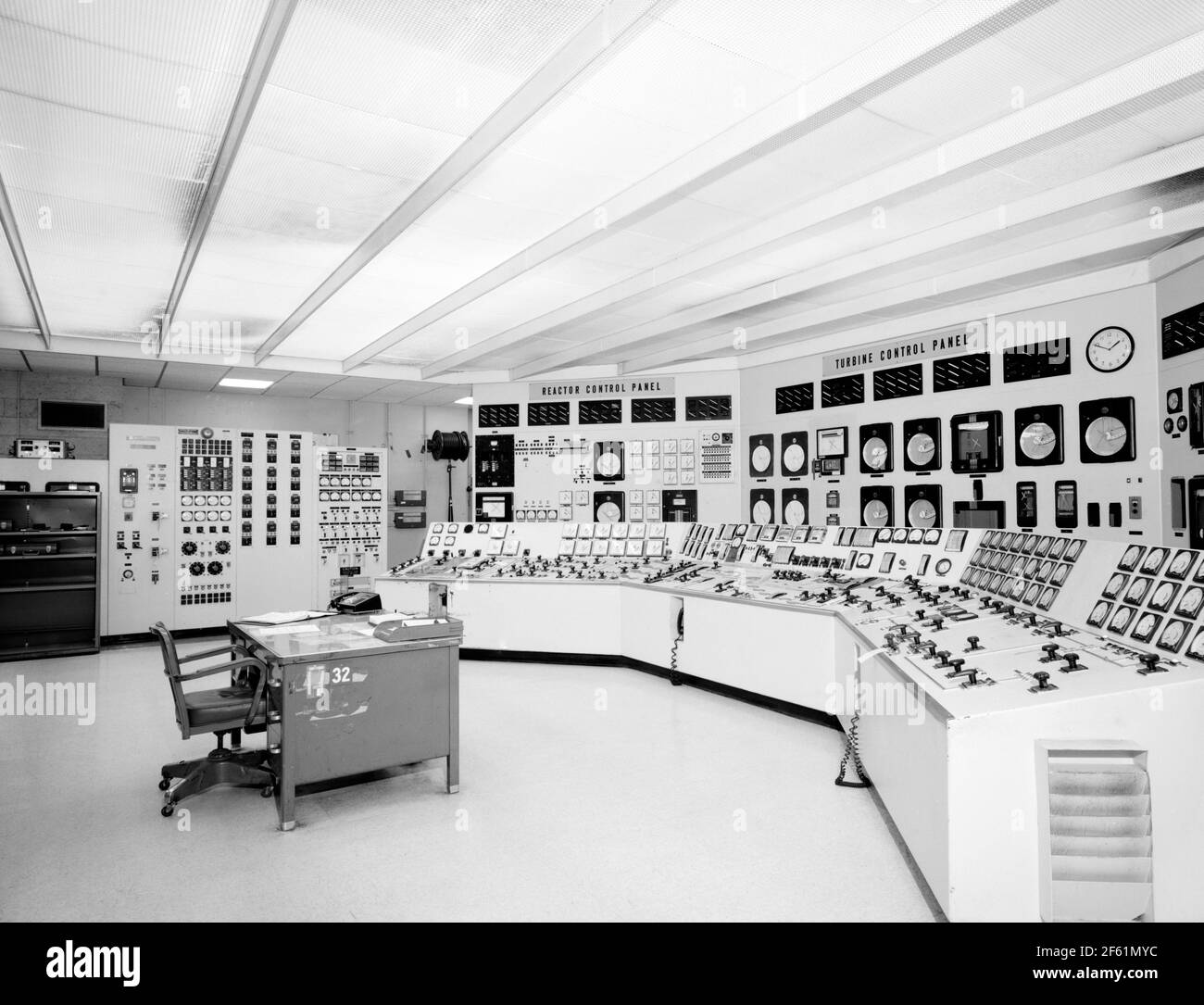 Kontrollraum, Atomkraftwerk Shippingport, c. 1977 Stockfoto