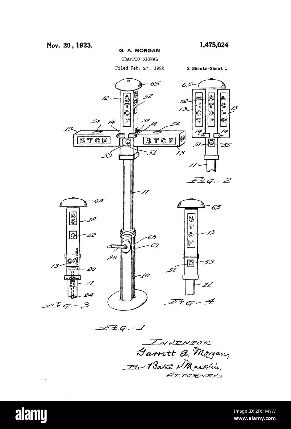 Garrett Morgan, Patent Für Verkehrssignale Stockfoto