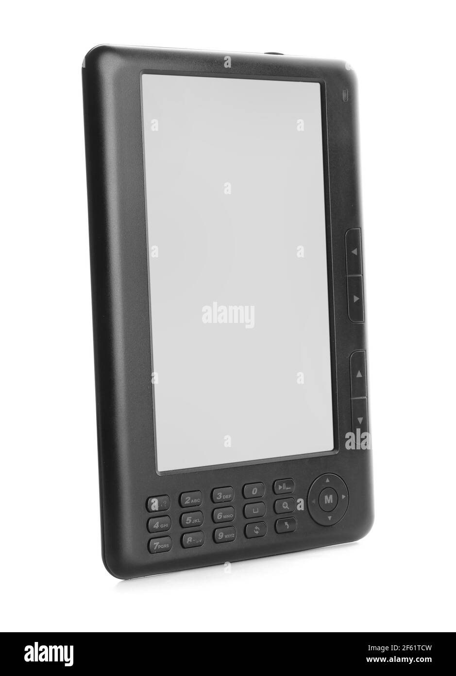 Moderner E-Reader auf weißem Hintergrund Stockfoto