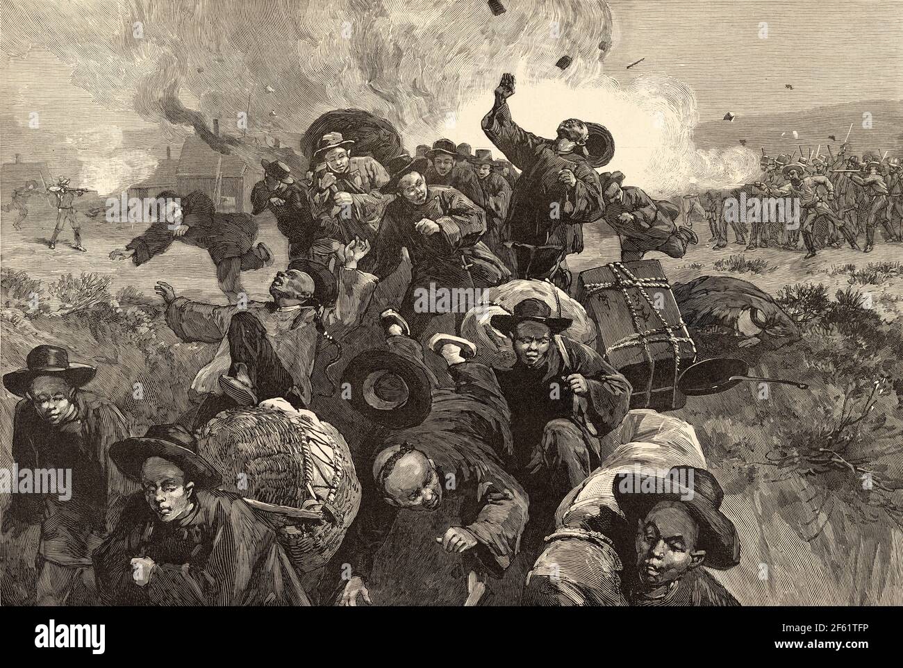 Massaker von Rock Springs an chinesischen Bergarbeitern, Wyoming, 1885 Stockfoto