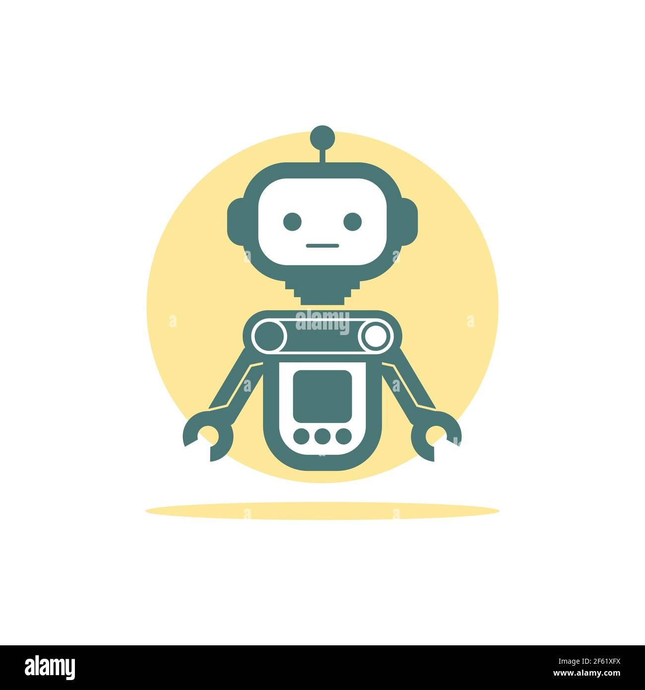 Metall Roboter flache Illustration Vektor Bild Stock Vektor