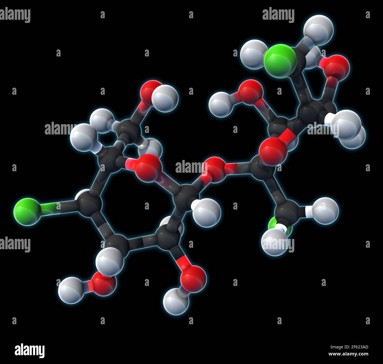 Sucralose, Molekulares Modell Stockfoto