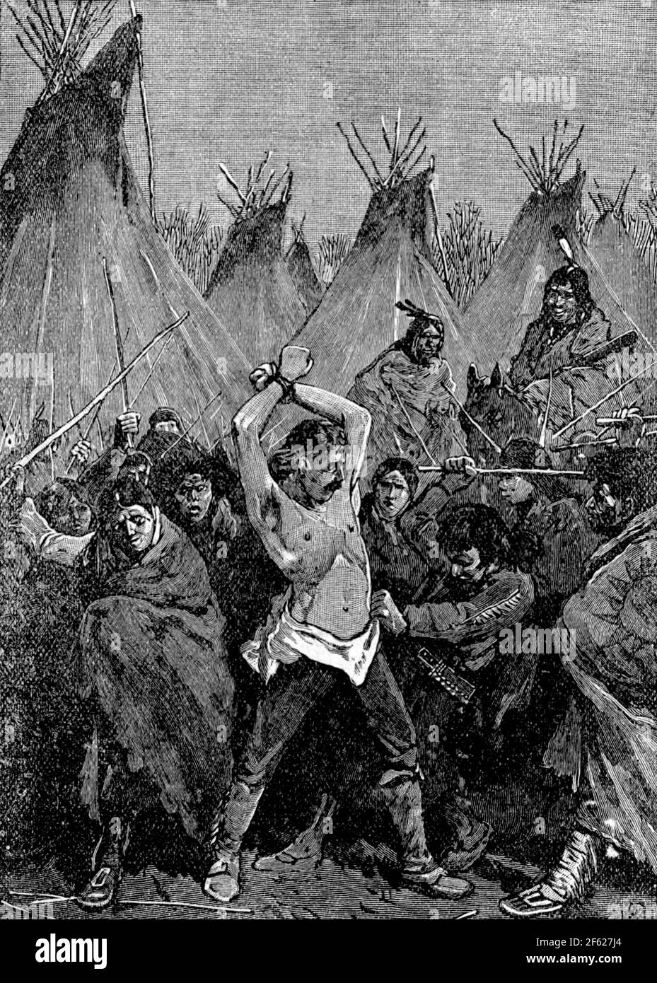 Simon Kenton beim Gauntlet, 1778 Stockfoto
